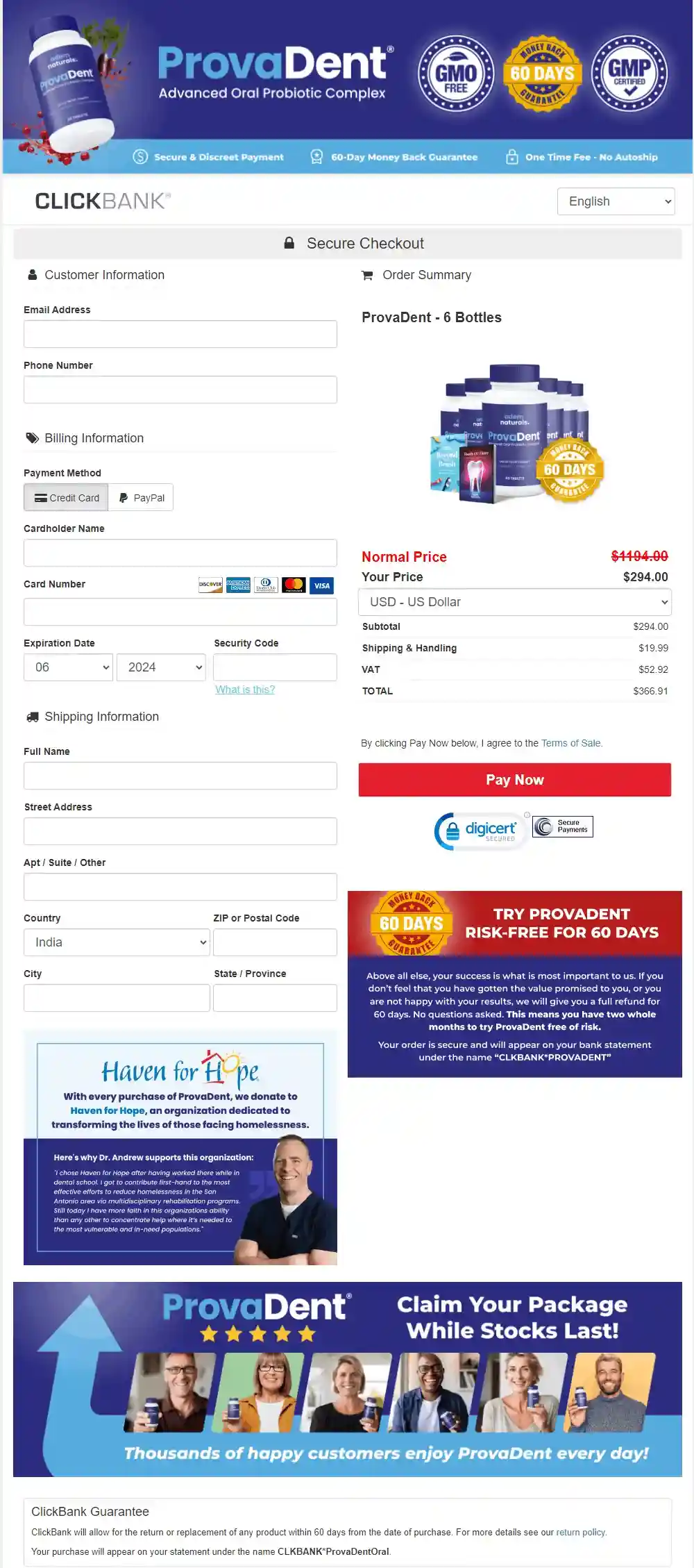 provadent buy page